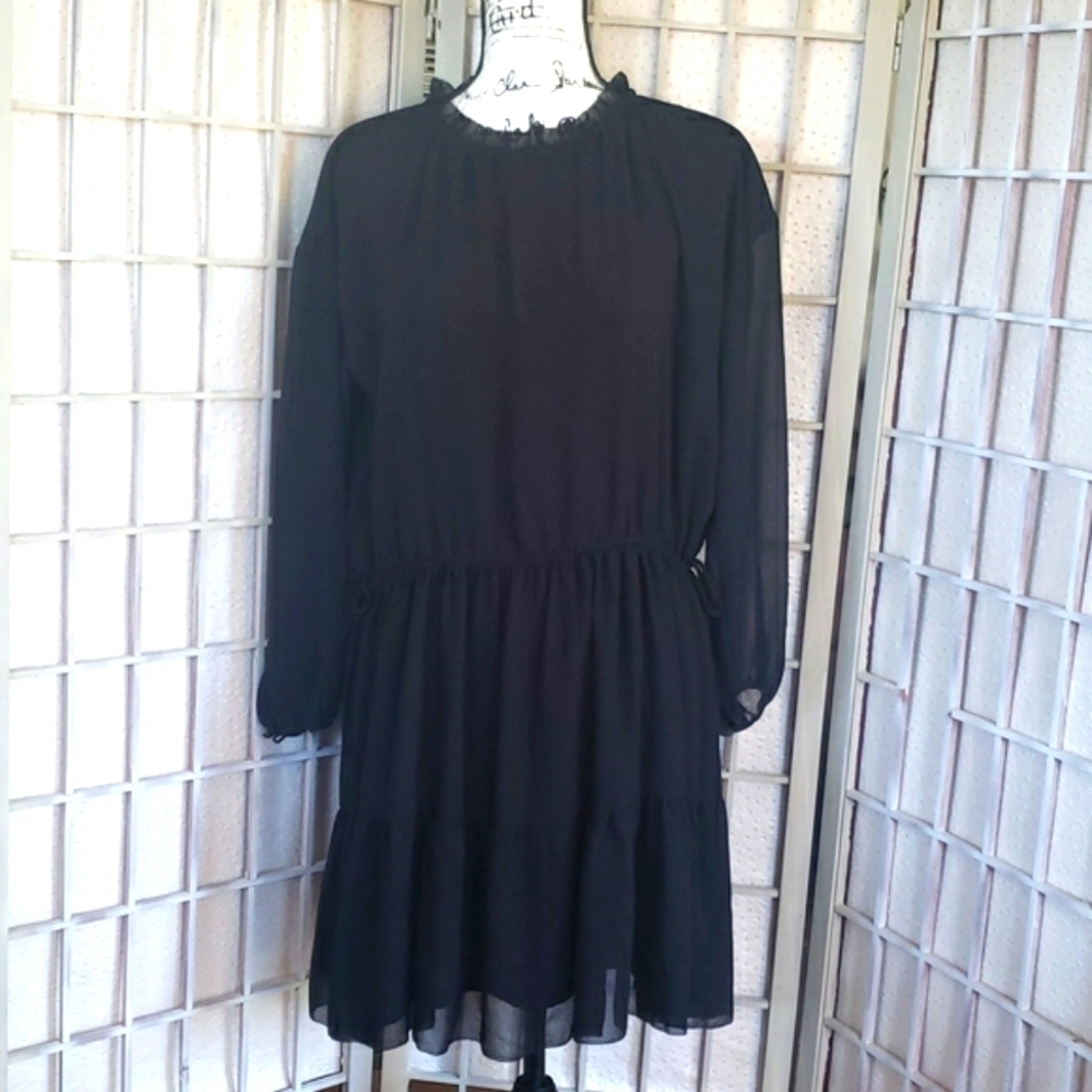 Wilfred black semisheer lined open back high neck womens dress size XXS
